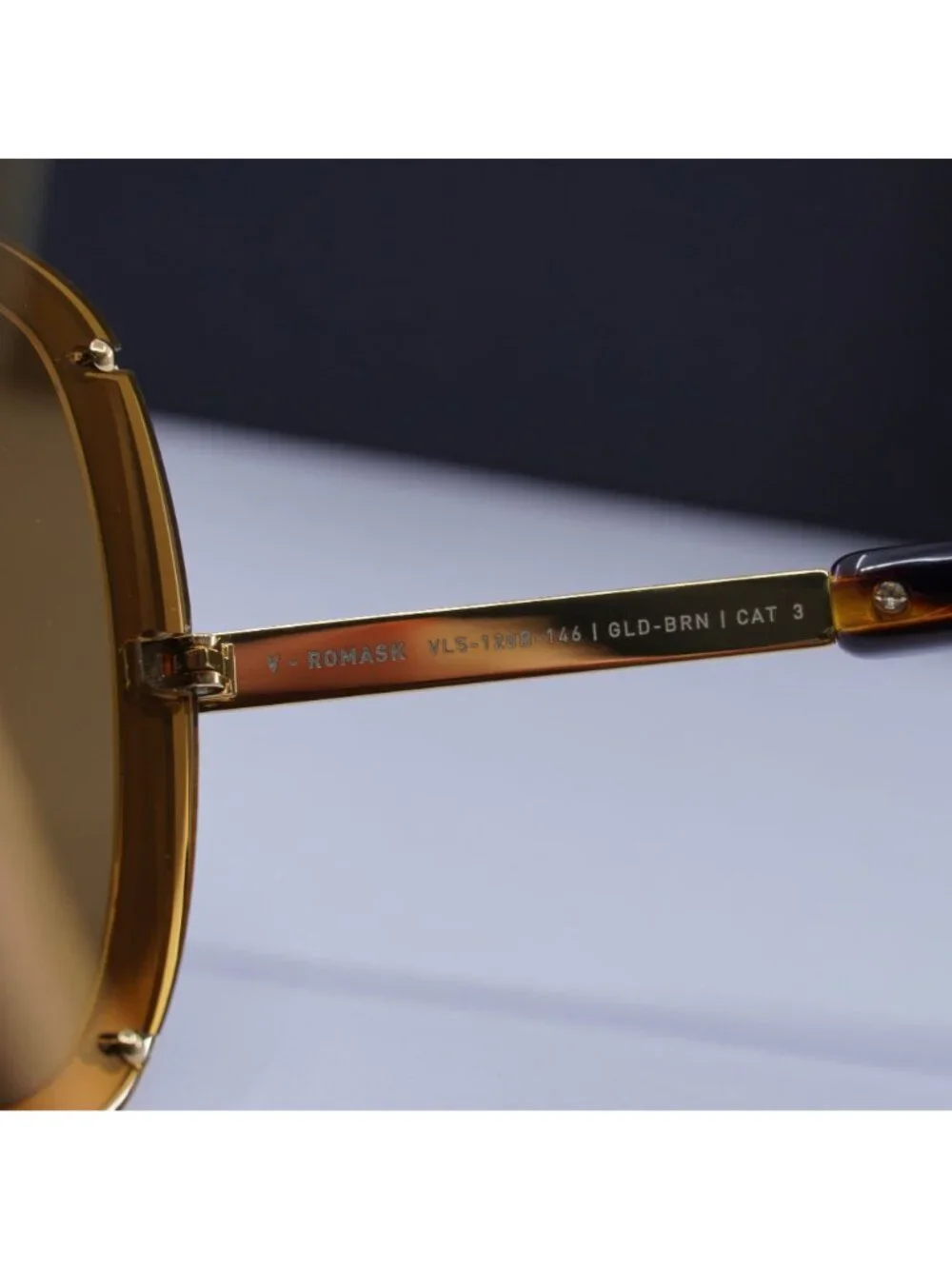 Valentino V-ROMASK VLS-120B Shield Sunglasses - Gold / Brown AR